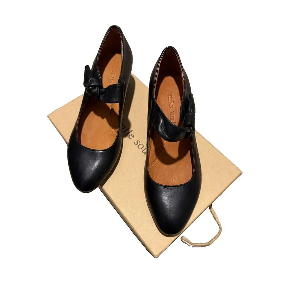 Gentle Souls Grapevine L3 Mary Jane Size 7.5 Black Leather Women's Comfort Shoes